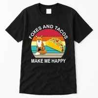 Foxes And Tacos Make Me Happy Retro Sunset Tall T-Shirt