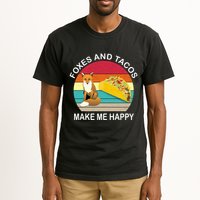 Foxes And Tacos Make Me Happy Retro Sunset Tall T-Shirt