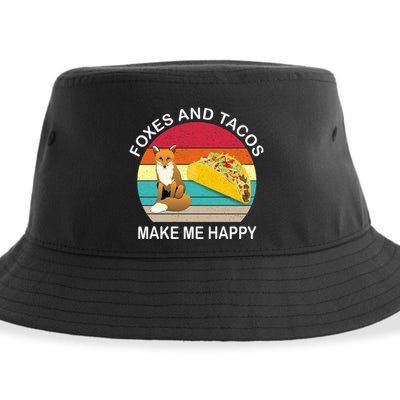 Foxes And Tacos Make Me Happy Retro Sunset Sustainable Bucket Hat