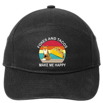 Foxes And Tacos Make Me Happy Retro Sunset 7-Panel Snapback Hat