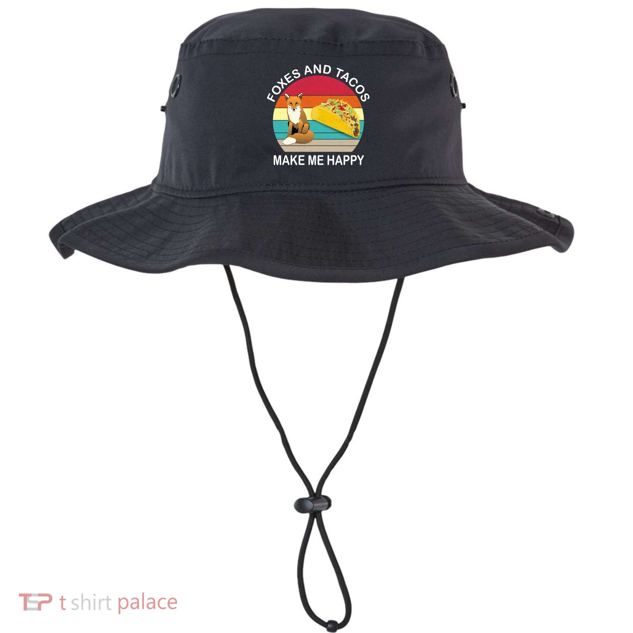 Foxes And Tacos Make Me Happy Retro Sunset Bucket Hat