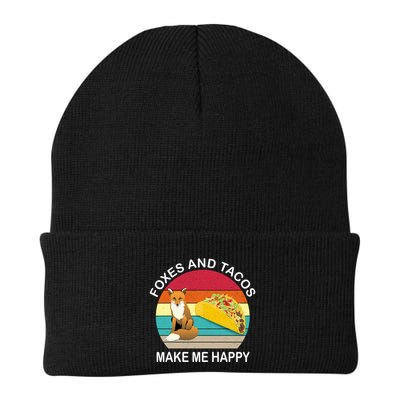 Foxes And Tacos Make Me Happy Retro Sunset Beanie