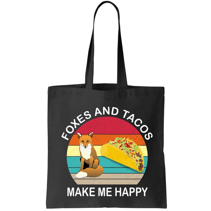 Foxes And Tacos Make Me Happy Retro Sunset Bag