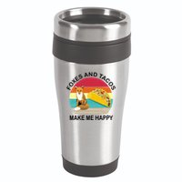 Foxes And Tacos Make Me Happy Retro Sunset 16oz Travel Tumbler
