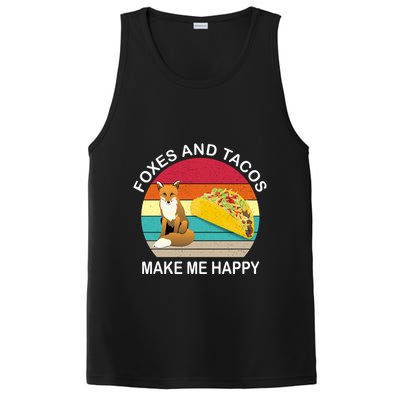 Foxes And Tacos Make Me Happy Retro Sunset PosiCharge Competitor Tank