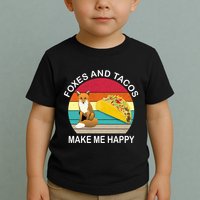 Foxes And Tacos Make Me Happy Retro Sunset Toddler T-Shirt
