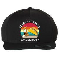 Foxes And Tacos Make Me Happy Retro Sunset Wool Snapback Cap