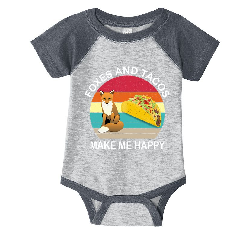 Foxes And Tacos Make Me Happy Retro Sunset Infant Baby Jersey Bodysuit