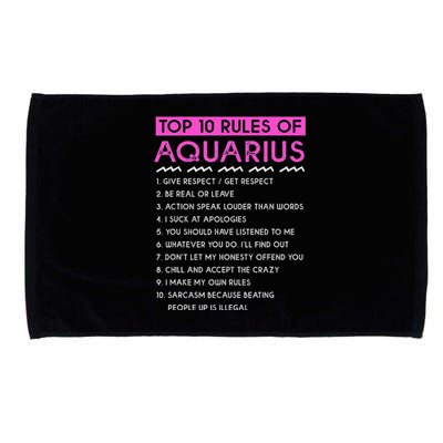 Funny Aquarius Top 10 Rules Of Aquarius Microfiber Hand Towel