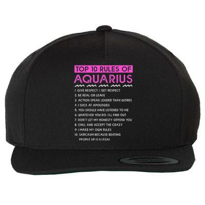 Funny Aquarius Top 10 Rules Of Aquarius Wool Snapback Cap