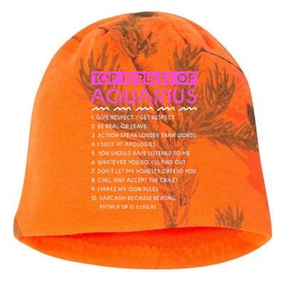 Funny Aquarius Top 10 Rules Of Aquarius Kati - Camo Knit Beanie