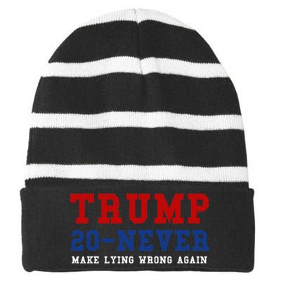 Funny Anti Trump 2024 Elections Make Lying Wrong Again Striped Beanie with Solid Band