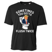 Funny Anti Trump Sometimes You Gotta Flush Twice Cooling Performance Crew T-Shirt