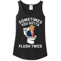 Funny Anti Trump Sometimes You Gotta Flush Twice Ladies Essential Tank