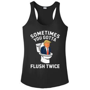 Funny Anti Trump Sometimes You Gotta Flush Twice Ladies PosiCharge Competitor Racerback Tank