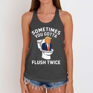 Funny Anti Trump Sometimes You Gotta Flush Twice Women's Knotted Racerback Tank