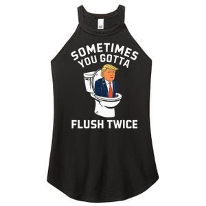 Funny Anti Trump Sometimes You Gotta Flush Twice Women's Perfect Tri Rocker Tank