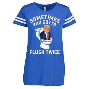 Funny Anti Trump Sometimes You Gotta Flush Twice Enza Ladies Jersey Football T-Shirt