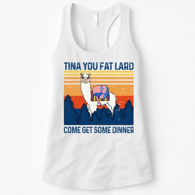 Funny Alpaca Tina You Fat Lard Come And Get Some Dinner Womens Tank Top