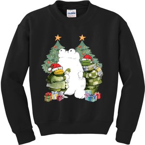 Frog And Toad Christmas Tree Holiday Season Santa Claus Kids Sweatshirt