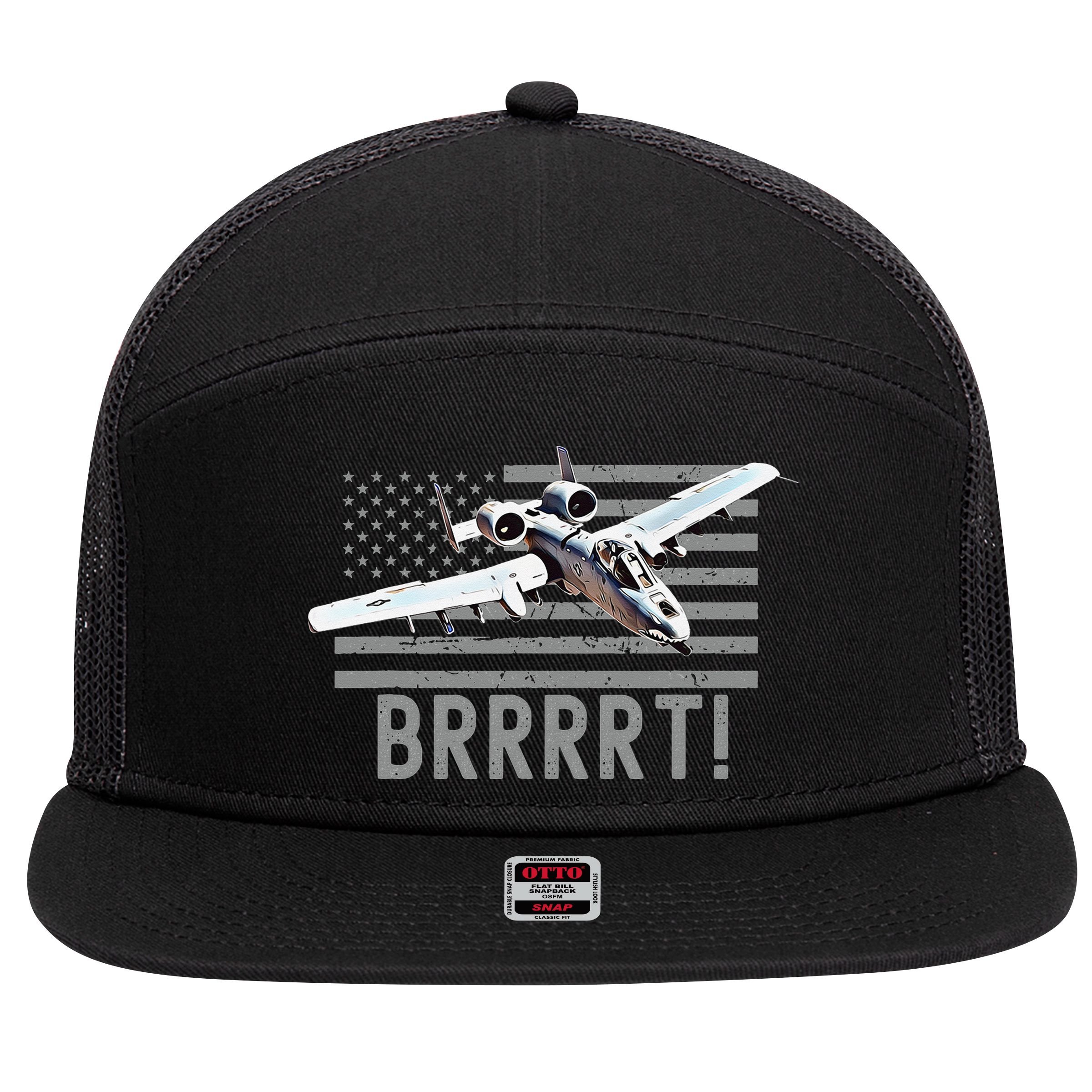 Funny A10 Thunderbolt Warthog BRRRRRT 7 Panel Mesh Trucker Snapback Hat