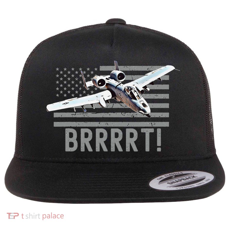 Funny A10 Thunderbolt Warthog BRRRRRT Flat Bill Trucker Hat