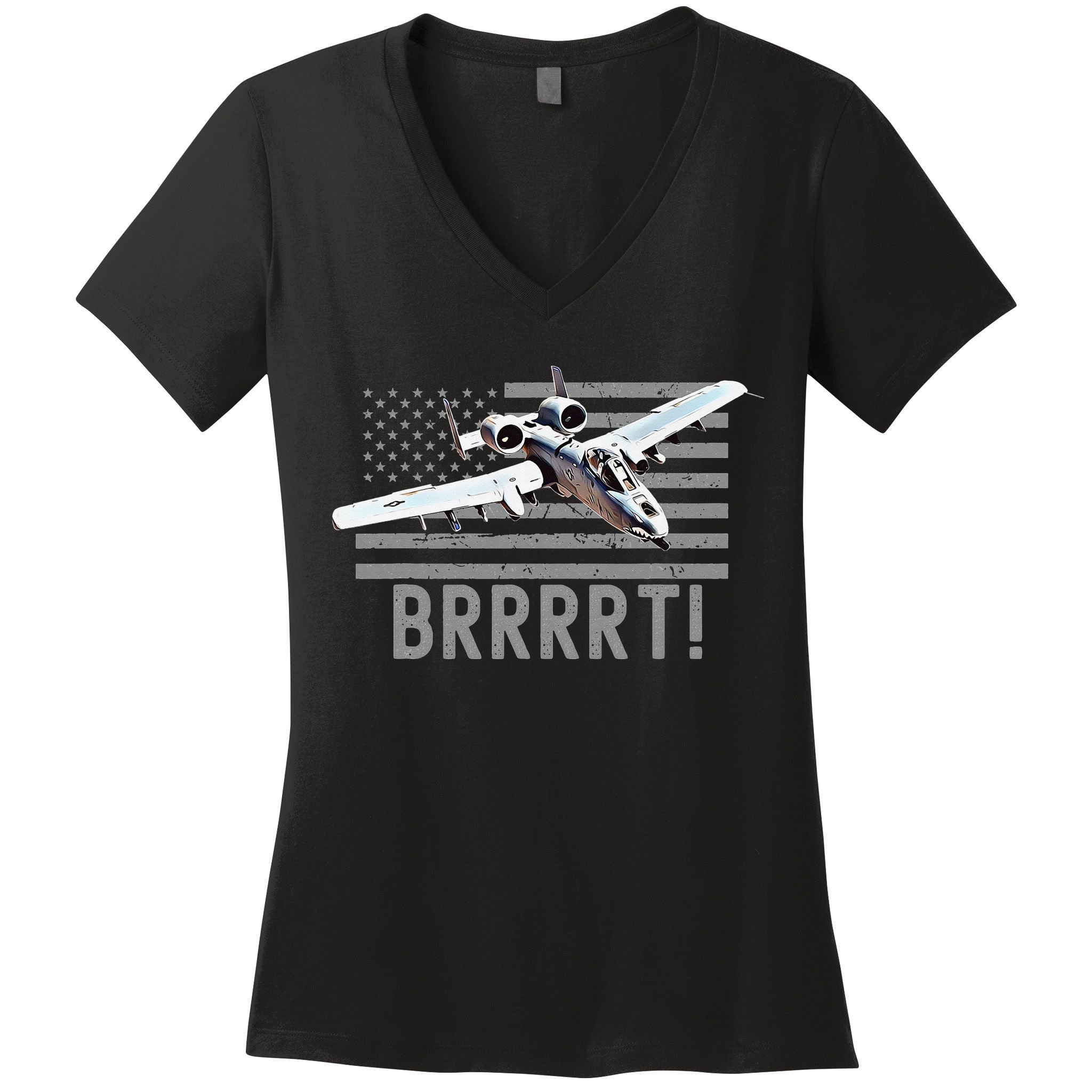 Funny A10 Thunderbolt Warthog BRRRRRT Women's V-Neck T-Shirt
