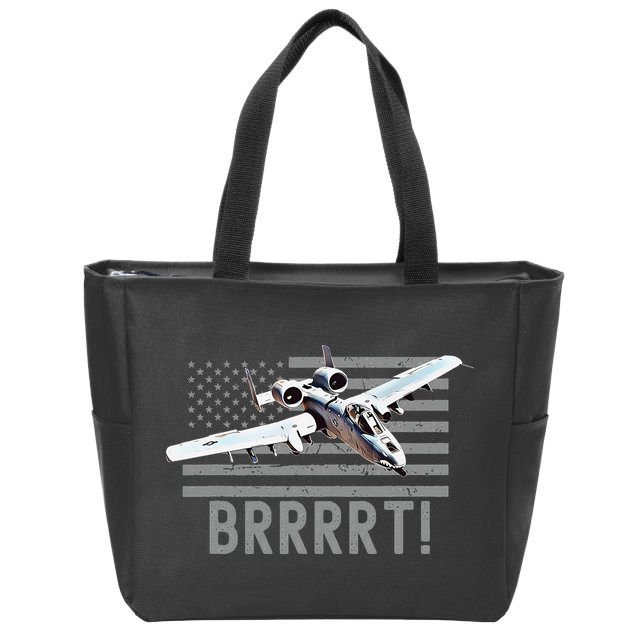 Funny A10 Thunderbolt Warthog BRRRRRT Zip Tote Bag
