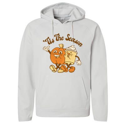 Fall Autumn Tis The Season Pumpkin Spice Coffee Latte Performance Fleece Hoodie