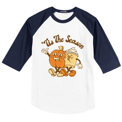 Fall Autumn Tis The Season Pumpkin Spice Coffee Latte Baseball Sleeve Shirt