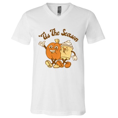 Fall Autumn Tis The Season Pumpkin Spice Coffee Latte V-Neck T-Shirt