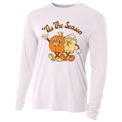 Fall Autumn Tis The Season Pumpkin Spice Coffee Latte Cooling Performance Long Sleeve Crew