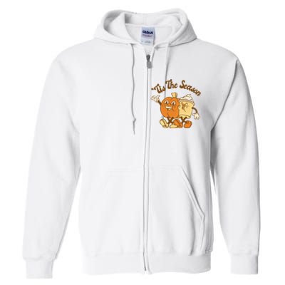 Fall Autumn Tis The Season Pumpkin Spice Coffee Latte Full Zip Hoodie