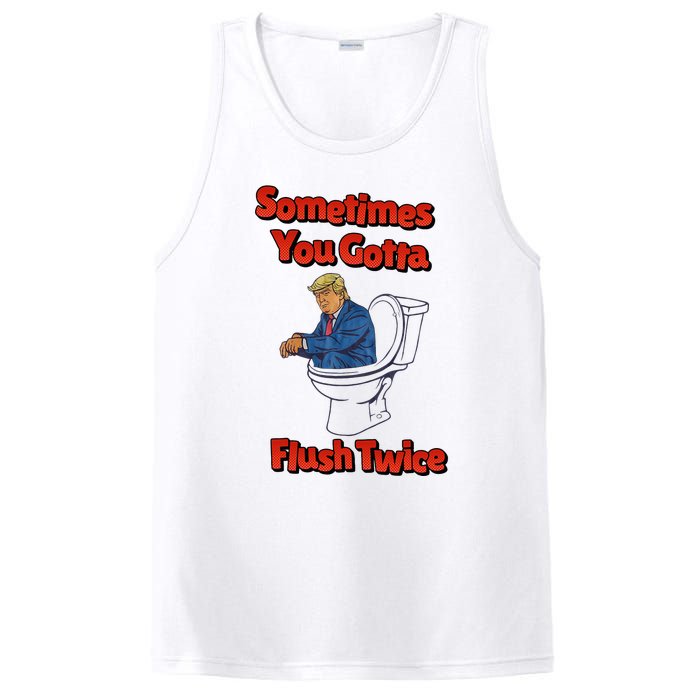 Funny Anti Trump Sometimes You Gotta Flush Twice PosiCharge Competitor Tank