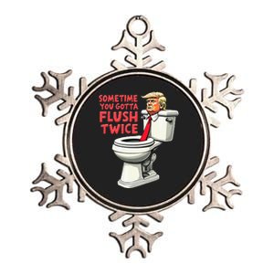 Funny Anti Trump Sometimes You Gotta Flush Twice Metallic Star Ornament