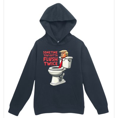 Funny Anti Trump Sometimes You Gotta Flush Twice Urban Pullover Hoodie