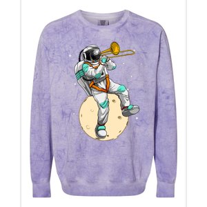 Funny Astronaut Trombone Art For Trombone Player Colorblast Crewneck Sweatshirt