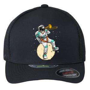 Funny Astronaut Trombone Art For Trombone Player Flexfit Unipanel Trucker Cap