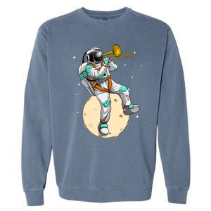 Funny Astronaut Trombone Art For Trombone Player Garment-Dyed Sweatshirt