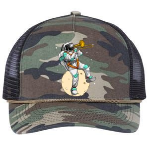 Funny Astronaut Trombone Art For Trombone Player Retro Rope Trucker Hat Cap