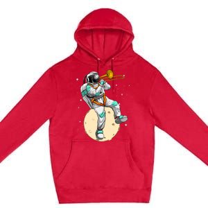 Funny Astronaut Trombone Art For Trombone Player Premium Pullover Hoodie