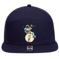 Funny Astronaut Trombone Art For Trombone Player 7 Panel Mesh Trucker Snapback Hat