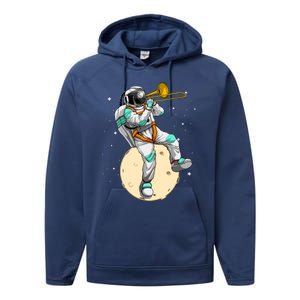 Funny Astronaut Trombone Art For Trombone Player Performance Fleece Hoodie