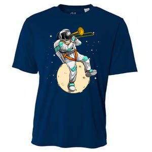 Funny Astronaut Trombone Art For Trombone Player Cooling Performance Crew T-Shirt