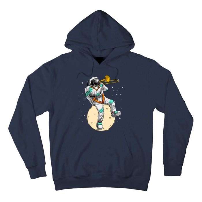 Funny Astronaut Trombone Art For Trombone Player Hoodie