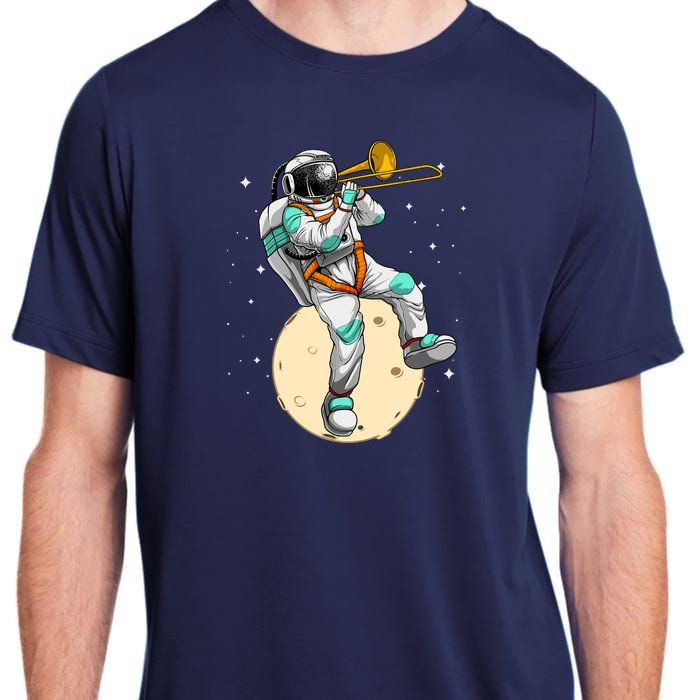 Funny Astronaut Trombone Art For Trombone Player Adult ChromaSoft Performance T-Shirt