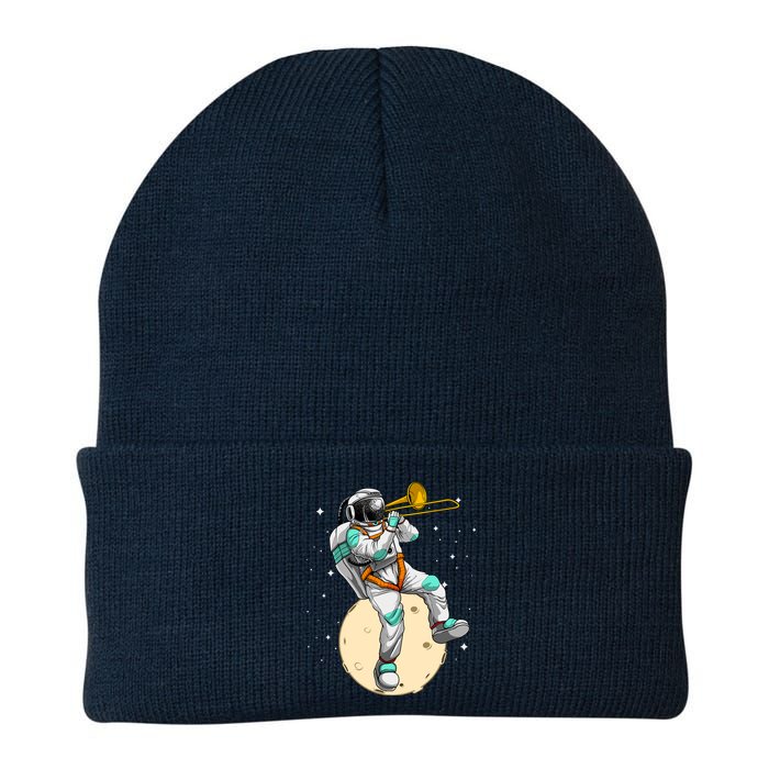 Funny Astronaut Trombone Art For Trombone Player Knit Cap Winter Beanie