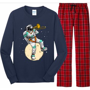 Funny Astronaut Trombone Art For Trombone Player Long Sleeve Pajama Set