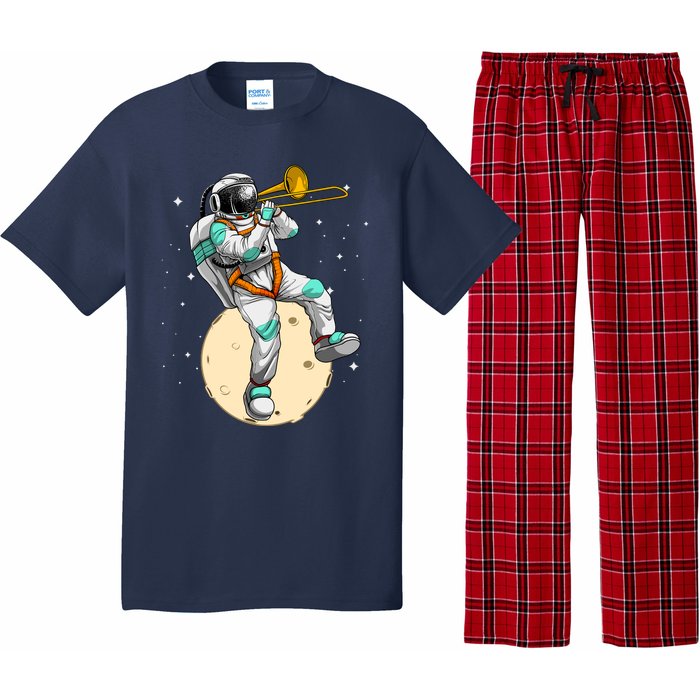 Funny Astronaut Trombone Art For Trombone Player Pajama Set