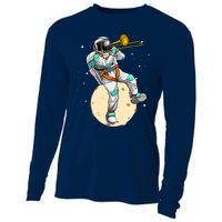 Funny Astronaut Trombone Art For Trombone Player Cooling Performance Long Sleeve Crew